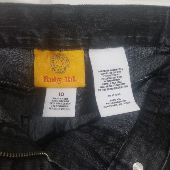 black w silvery glitz Ruby Rd size 10 jeans - Picture 4 of 7